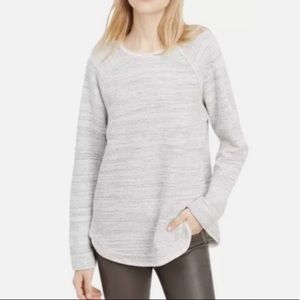 Vince Melange Gray Raglan Sleeve Silk Trim Sweater Sz S